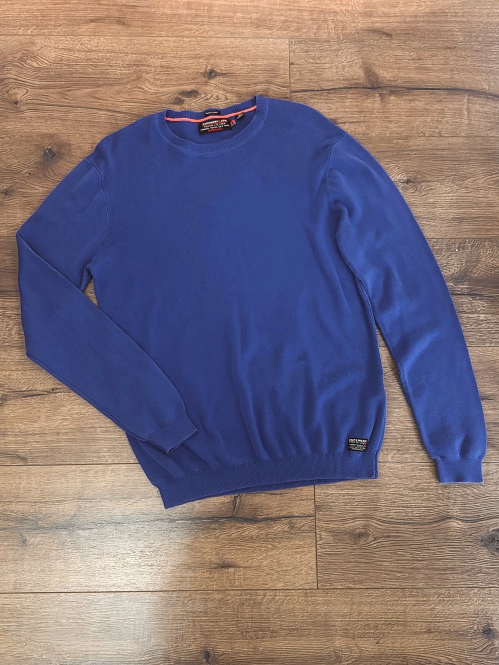 Superdry Men's Cobalt Blue Crewneck Sweater supima cotton